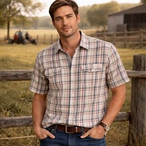 Vintage Wrangler 100% Cotton Plaid Button-up Polo Shirt